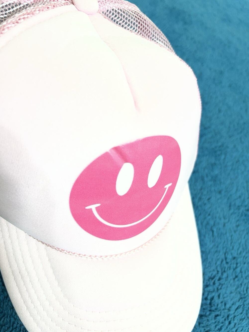 a Pink Smiley Face Foam Trucker Hat